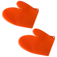 thumbnail image 1 of 1 par - Guantes de silicona de dos dedos con aislamiento térmico para barbacoa - Naranja MFZFUKR CPB-DE-LYY1794-2, 1 of 5
