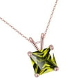 thumbnail image 2 of Paris Jewelry 18K Rose Gold 2 Ct Created Peridot Princess Stud Necklace Plated 18 inch Women, 2 of 4