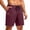 Wine, variant on Twczz Mens Cotton Linen Shorts with Pockets- Relaxed Fit Summer Elastic Waist Drawstring Casual Beach Shorts Brown Size S-2XL