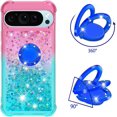 thumbnail image 2 of Gradient Quicksand Case for Google Pixel 9 Pro/Pixel 9 2024 with Ring Kickstand, Bling Sparkle Colorful Liquid Glitter Cover Case for Google Pixel 9 Pro. JB-Pink Green, 2 of 14