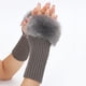 thumbnail image 3 of 2 pares de guantes peludos sin dedos con orificio para el pulgar, calentadores de brazos de punto, mitones para mujeres, para escribir, enviar mensajes de texto y conducir., 3 of 9