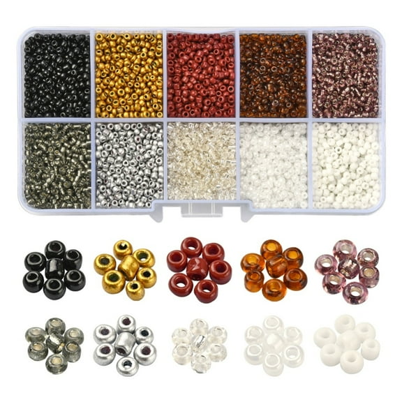 1Box 8500Pcs 10 Style Glass Seed Beads Round 12/0 Brown 1.5~2.5mm Hole: 0.5~1mm 13g 850pcs/style 8500pcs/box