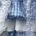 thumbnail image 6 of yueewhu Women Plaid Skirt Blue and White Elastic Waist Elegant Long Dress Lace Maxi Flared Skirt (Blue, One Size), 6 of 6