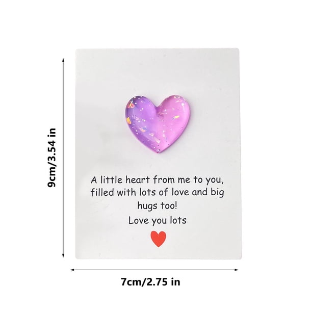Regalo de recuerdo de corazones en el bolsillo – Corazón rojo suave y suave con tarjeta de felicitación, 9x7 cm, ficha cálida de confort para San Valentín, aniversario, boda, pensando en ti