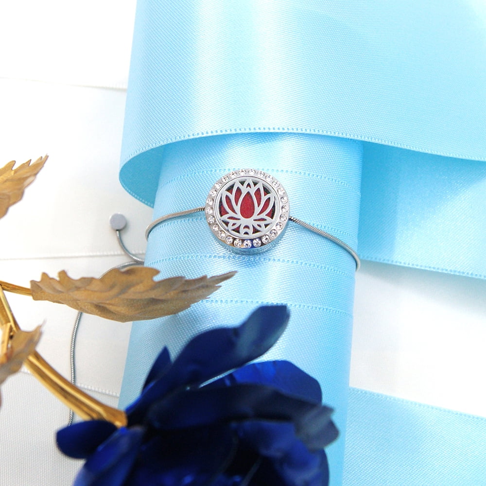 Anavia Lotus Slider Aromatherapy Jewelry Essential Oil Bracelet with Gift Box