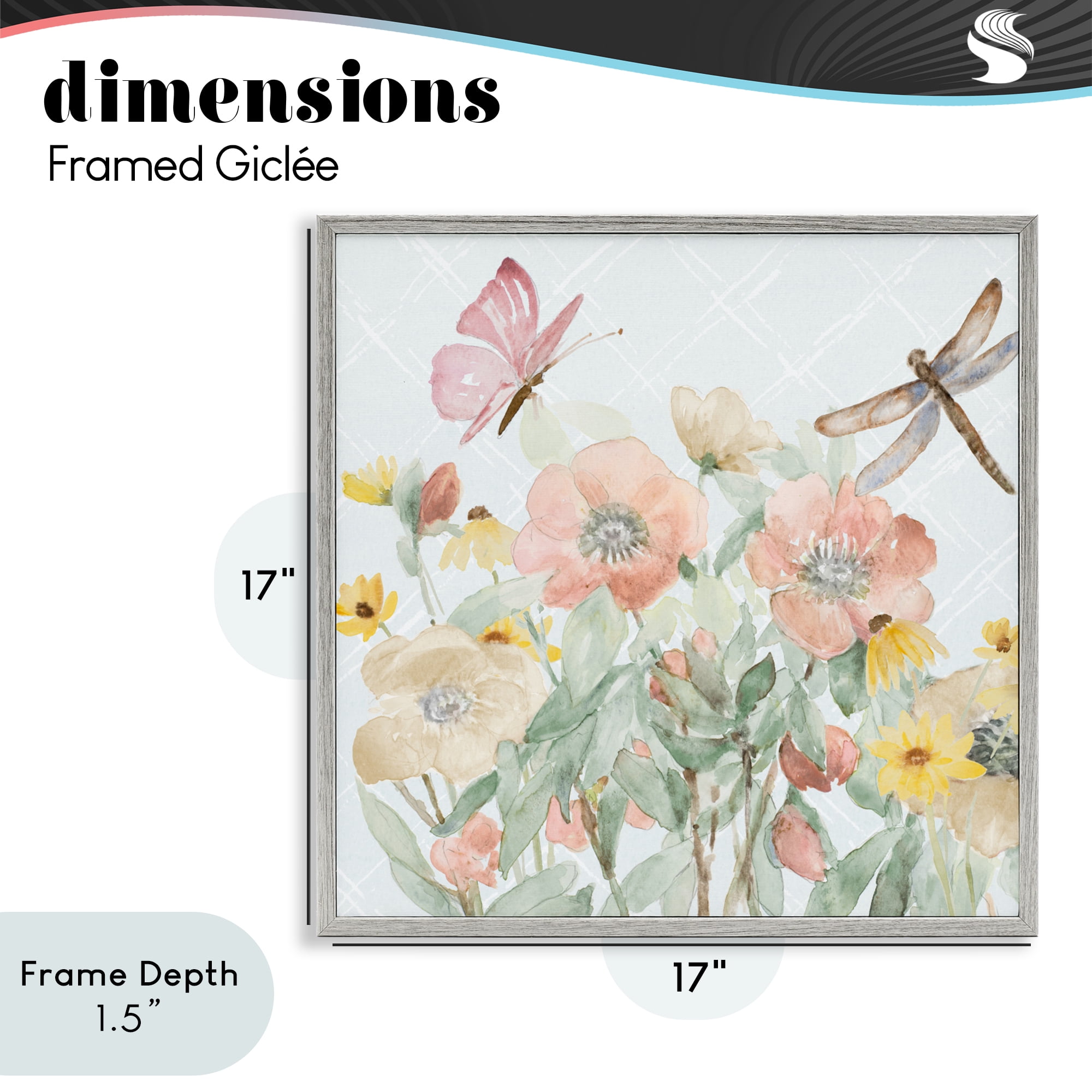 Stupell Industries Garden Joy with Insects Gray Framed Giclee Art, design by Lanie Loreth