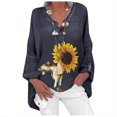 thumbnail image 4 of Blusa tipo camisa HUOGUO, talla grande, estampado floral, cuello en V, para mujer, 4 of 5