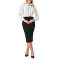 thumbnail image 2 of Falda Lápiz para Mujeres Inspire Chic, Cintura Alta, Con Pliegues en la Parte Frontal, Falda Bodycon para Oficina, Color Negro, Talla M, 2 of 5