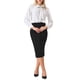 thumbnail image 2 of Falda Lápiz para Mujeres Inspire Chic, Cintura Alta, Con Pliegues en la Parte Frontal, Falda Bodycon para Oficina, Color Negro, Talla M, 2 of 5