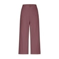 thumbnail image 6 of Tnhcen Women's High-Waisted Wide Leg Pants with Button Fly 100% Polyester Twill Trousers Pocket Straight Leg Casual Bottoms S-2XL, 6 of 9
