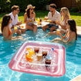 thumbnail image 3 of Thickened PVC Inflatable Pool Floating Ice Bar Serving Tray with Multi Drink Cup Holders, Large Capacity Water Fruit Beverage Snack Float, Summer Party Accessory for Swimming Pool, Pink, 3 of 5
