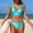 Sky Blue, variant on Womens Bikini Set 2026 Two Piece Swimsuit Modest Bathing Suit Print Hollow V Neck Top String Mid Rise Bottom