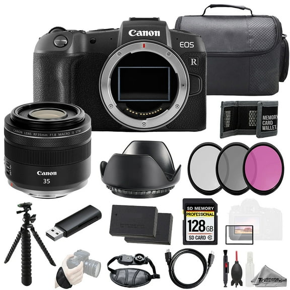Canon EOS RP Camera   RF 35mm f/1.8 Macro IS STM Lens 128GB   Ext Bat  3 PC Filter- Kit (International Version)