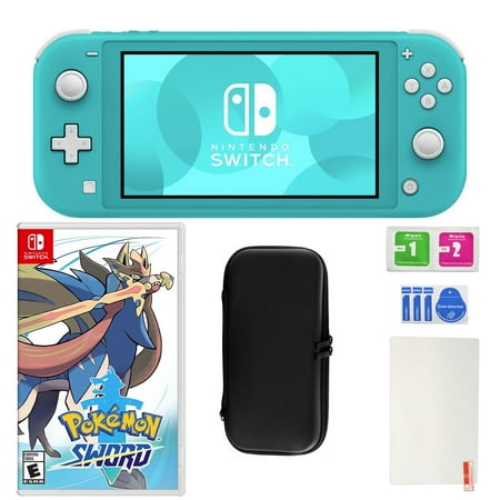 Nintendo Switch Lite in Turquoise with Pokemon Sword and Accessories