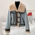thumbnail image 1 of Chaqueta vaquera de piel de cordero para mujer, abrigo vaquero grueso y cálido con diseño de oveja, forro de lana, abrigos vaqueros Sherpa con bolsillo para prendas de vestir exteriores más gruesas, 1 of 5