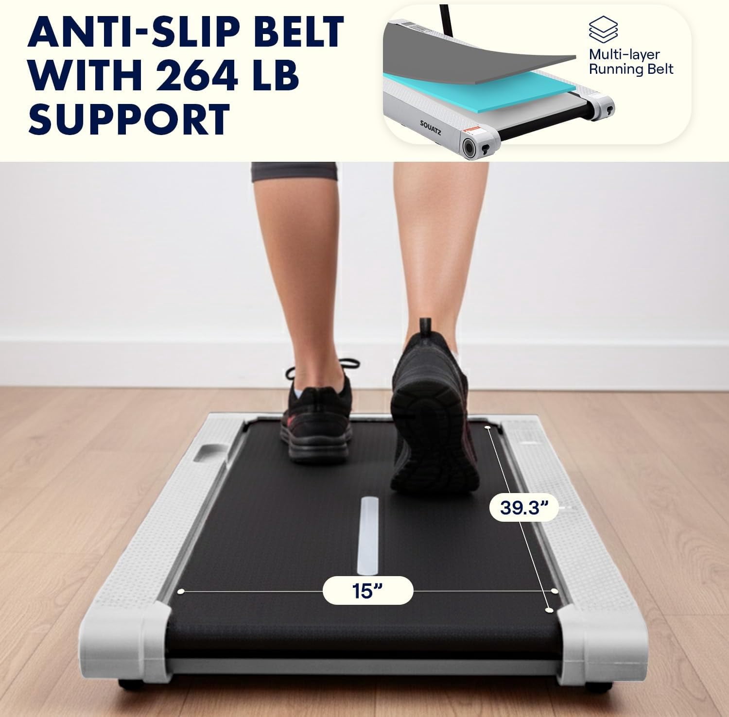 Squatz 2-in-1 Walking Pad Treadmill with Vibration Plate, Under Desk Treadmill with Remote, LED Display, Quiet 1.0HP Motor for Home & Office