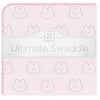 SwaddleDesigns Ultimate Winter Swaddle, X-Large Receiving Blanket, Made in USA, Premium Cotton Flannel, Baby Bunnie with Pink Trim (Mom's Choice Award Winner)