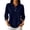 126#Navy, variant on 3/4 Sleeve Button Collar Golf Polo Shirts for Women Lightweight Solid Business Dressy Blouses Watermelon Red 3XL