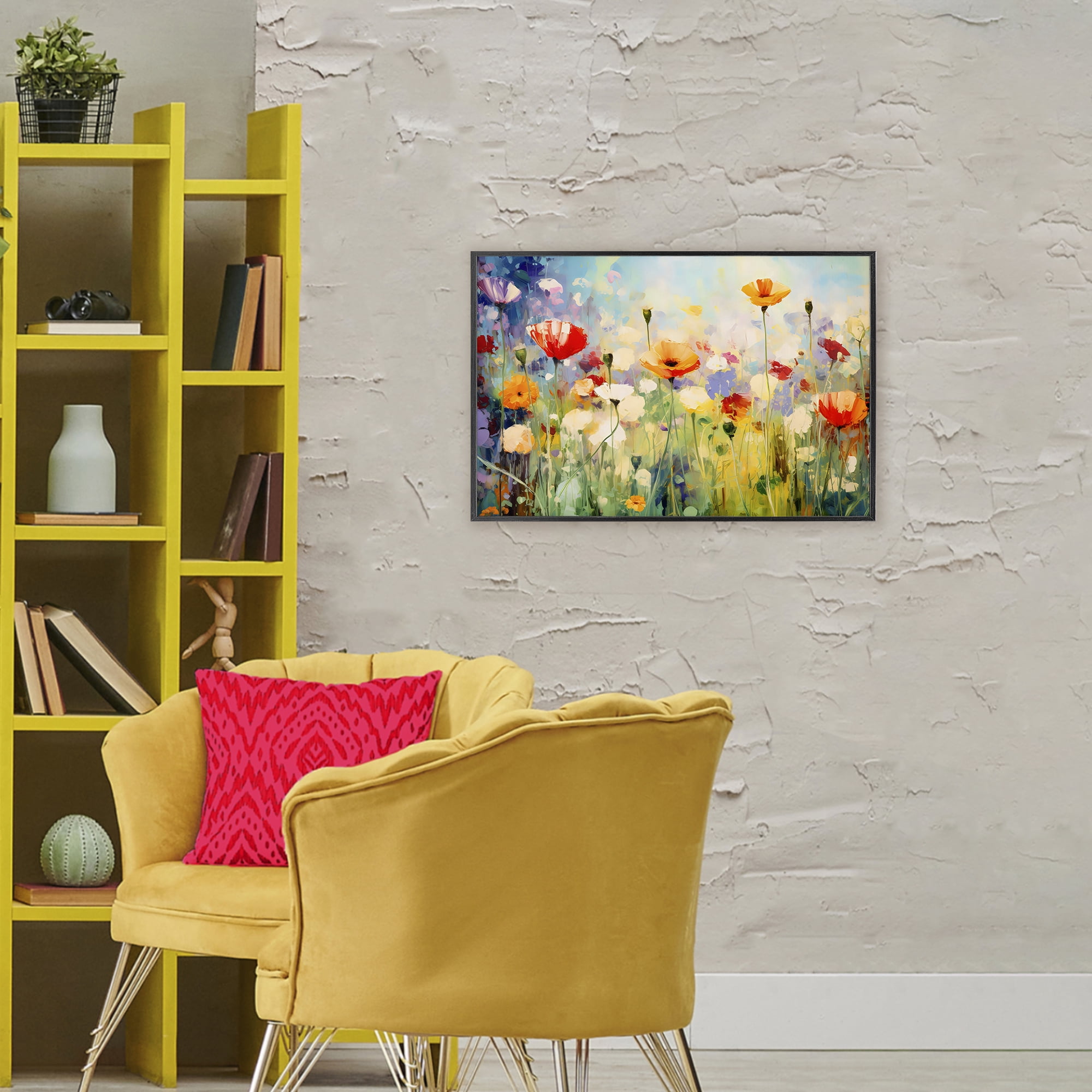 Stupell Industries Sunlit Meadow of Colorful Blooms Black Framed Giclee Art, design by Creative Studio