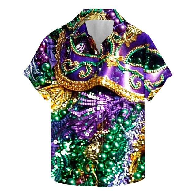 Camisas de Manga Larga para Hombres, Botón de Impresión Blusa de Cuello, Camisa de Poliéster de Moda Casual