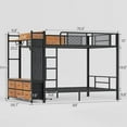 thumbnail image 2 of Full Size Metal Bunk Bed with 13" Safety Guardrail & Ladders, Modern Bunk Bed Frane with LED Lights, Hall Tree and 6 Storage Drawers for Bedrroom, 2 of 7