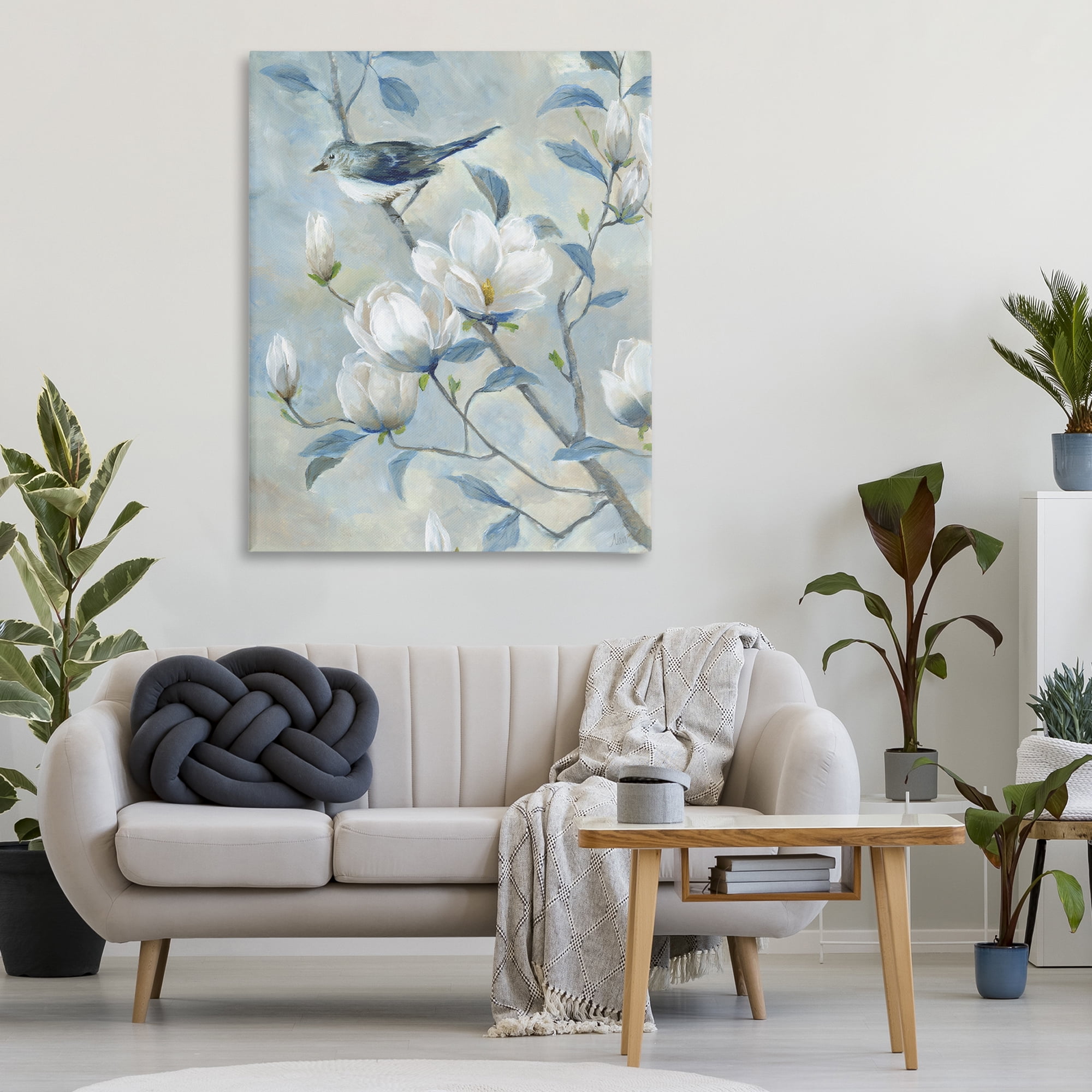 Stupell Industries Blue Bird in Magnolia Tree Canvas Wall Art, design by Nan