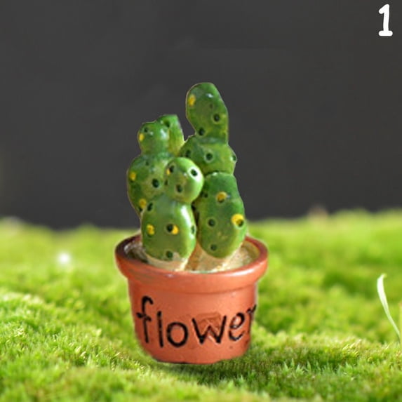 Mini Crafts Micro Landscape Dollhouse Ornaments Home Decor Resin Plants Flower Miniature Succulent Potted Figurines Cactus Bonsai 1 (1.8X3.4CM)