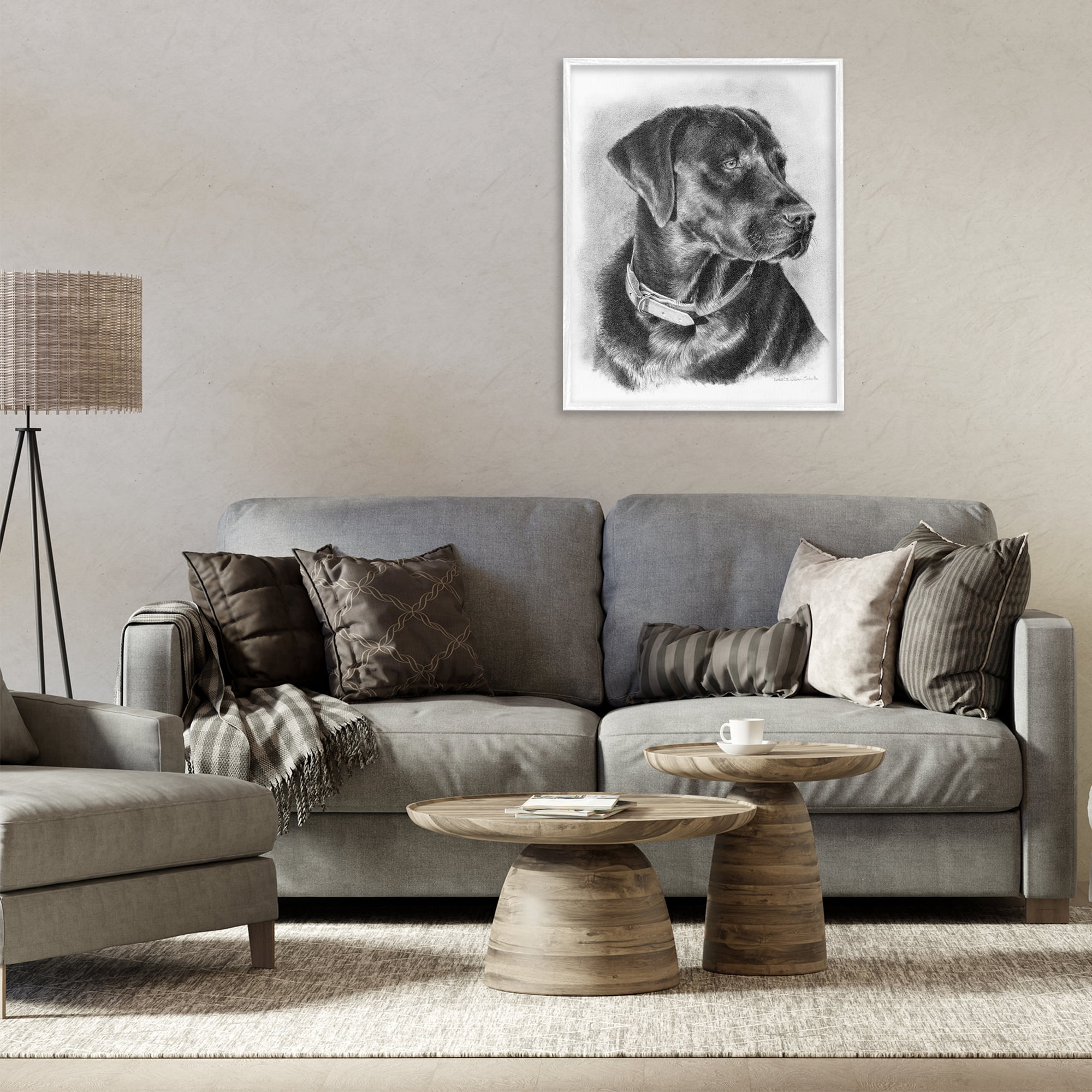 Stupell Industries Black Lab Drawing Animals & Insects Drawing White Framed Art Print Wall Art, 24 x 30