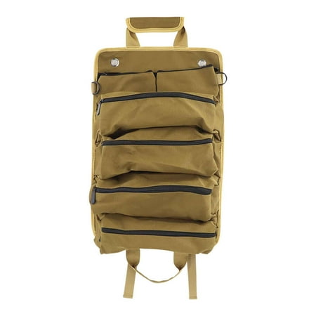 Aursykel Heavy Duty Multifunctional Canvas Tool Bag with 5 Zipper Pockets Compact Roll Up Design for Car and Motorcycle Repair Suit for Electricians and Carpenters Portable Tool StorageOrganizer