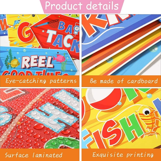 50 Pcs Fish Happy Birthday Banner Gone Fishing Party Decorations