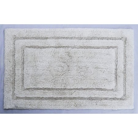 Contemporary Home Living 1.5  x 2.5  Ivory Tufted Rectangular Bathroom Rug