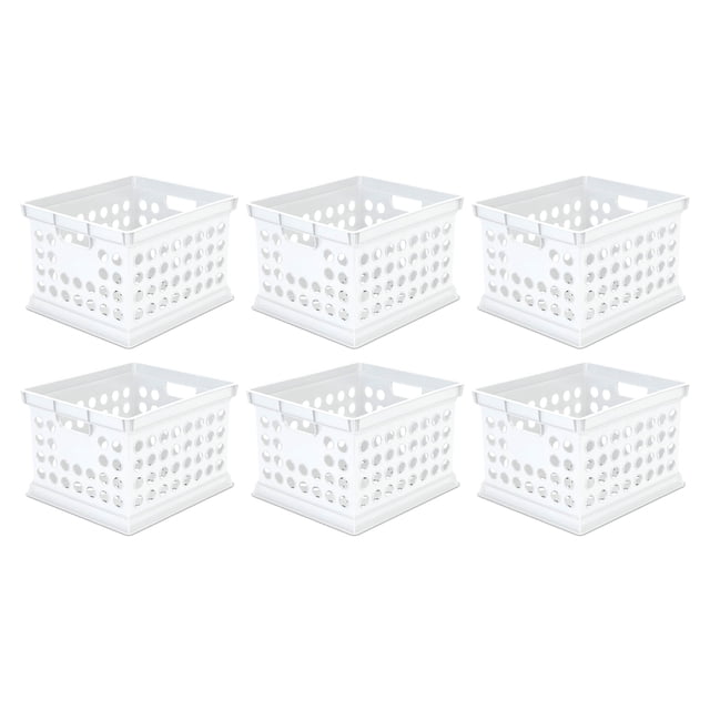 Sterilite Bac de Rangement Empilable en Plastique, Blanc, Lot de 6