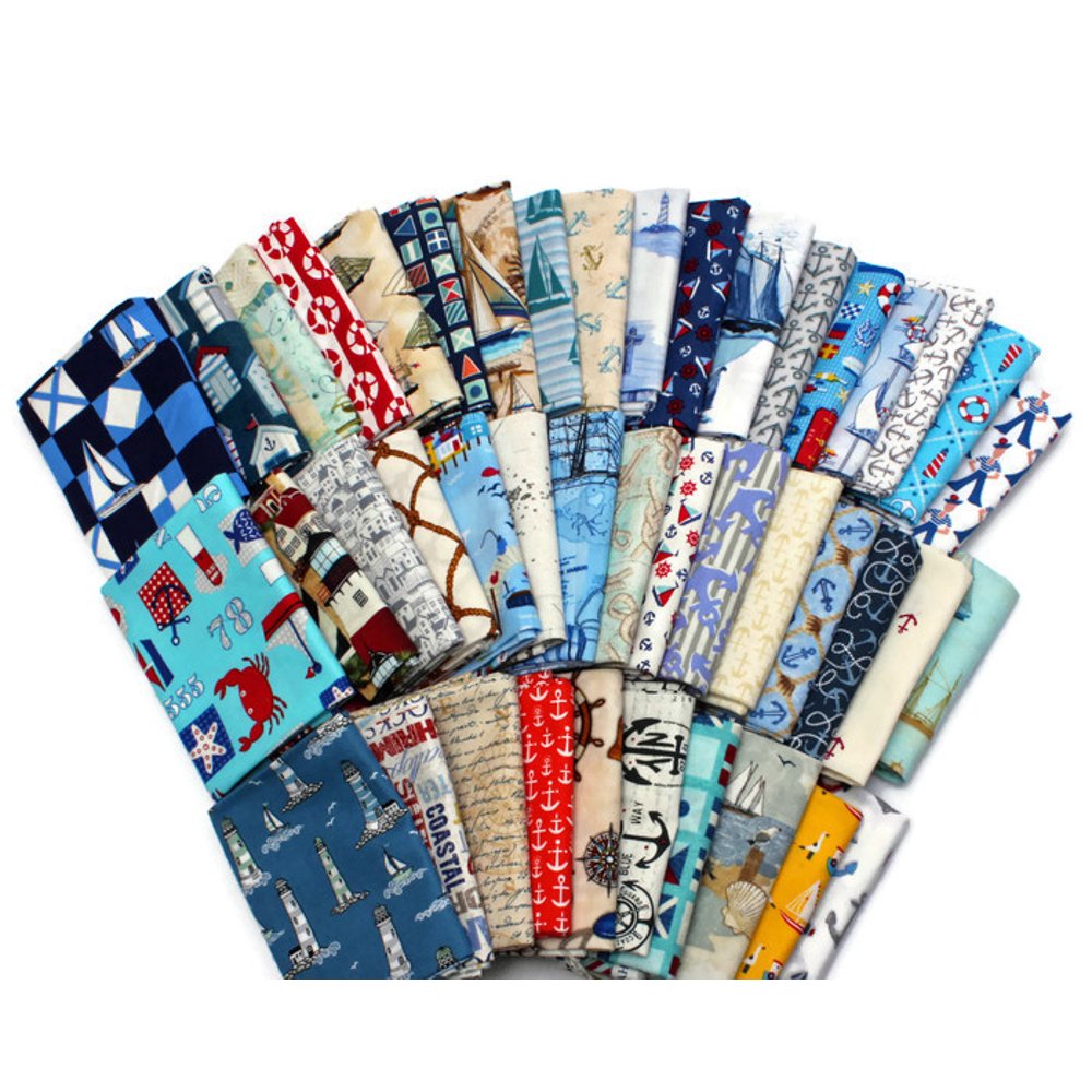 10 Fat Quarters Assorted Nautical Sea Ships Boats Anchors Sailors