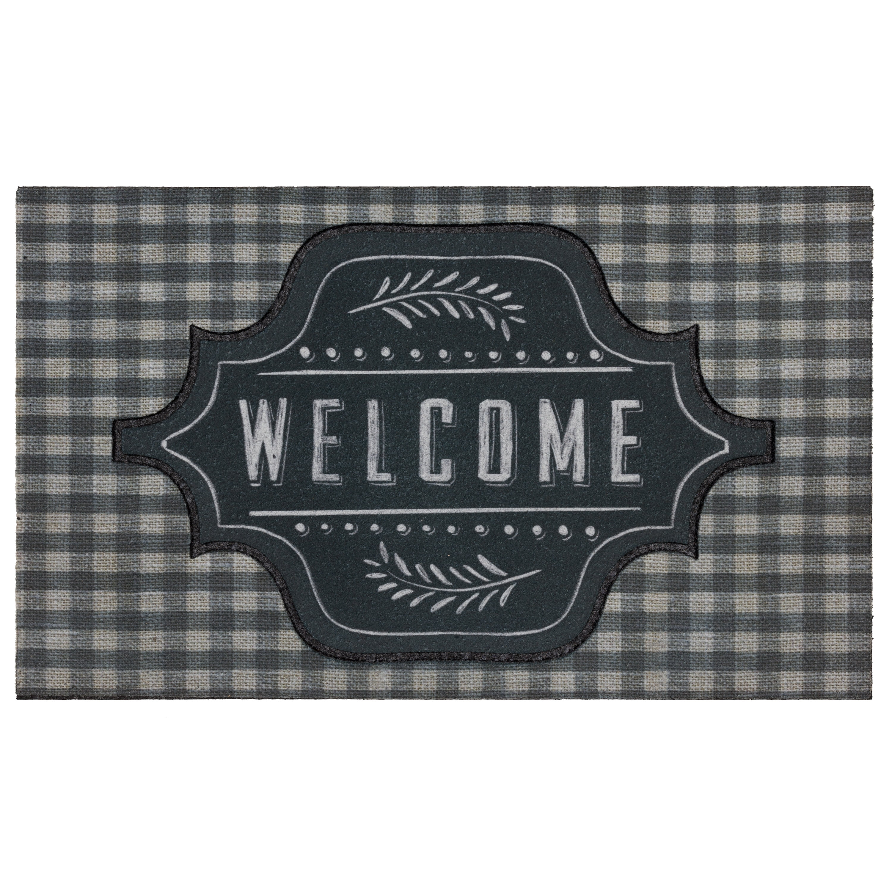 Briarwood Lane Red Checkered Welcome Coir Doormat Natural Fiber Black and Red Plaid 18 x 30 