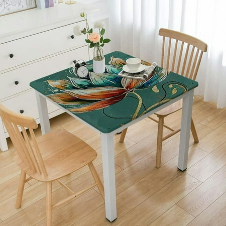 

Facannap Flowers Square Table Cloth Oil Resistant Wear Resistant Reusable Desktop Protection 100% Polyester Fiber 36*36