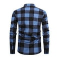thumbnail image 4 of QHRMKOG Men Flannel Shirt Relaxed Fit Long Sleeve Button Down Shirt Jacket Winter Warm Fleece-Lined Jacket Trendy Shacket Blue XL, 4 of 5