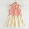 thumbnail image 5 of OGLCCG Girls Color Block Summer Dress Ruched A-Line Sleeveless Crewneck Sundress High Elastic Cute Birthday Party Princess Dresses 18M-8Years, 5 of 7