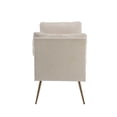 thumbnail image 4 of Upholstered Bench, Velvet Entryway Accent Bench with Padded Cushions and Armrest, Footrest Stool Gold Metal Legs for End of Bed Living Room, White, 17.72'' x 52.17'' x 25.98'', 4 of 7