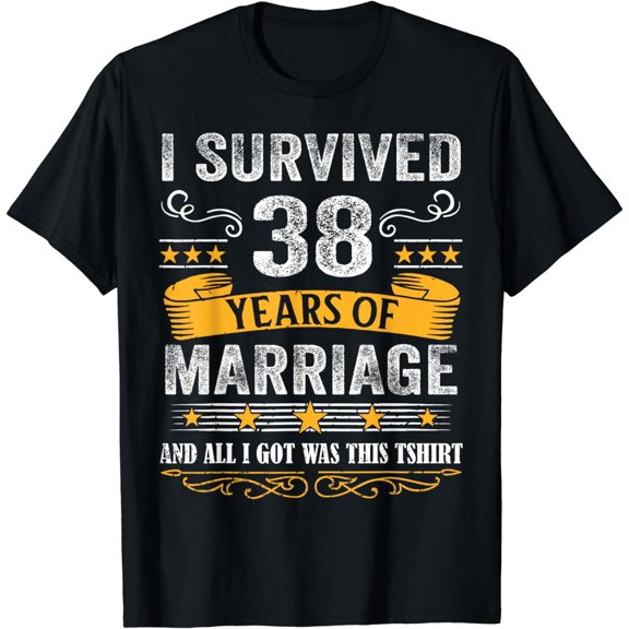 38th Wedding Anniversary shirt Couples Husband Wife 38 Years T-Shirt