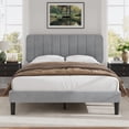 thumbnail image 1 of VECELO Queen Size Upholstered Beds, Modern Platform Bed Frame with Adjustable Headboard, Wooden Slats Support/No Box Spring Needed, Light Grey, 1 of 8