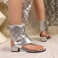 thumbnail image 5 of Viluyesy Womens Thong Sandals, Wide Width Zipper Low Block Heels 2026 Spring Summer Trendy Shoes Silver US7.5, 5 of 9