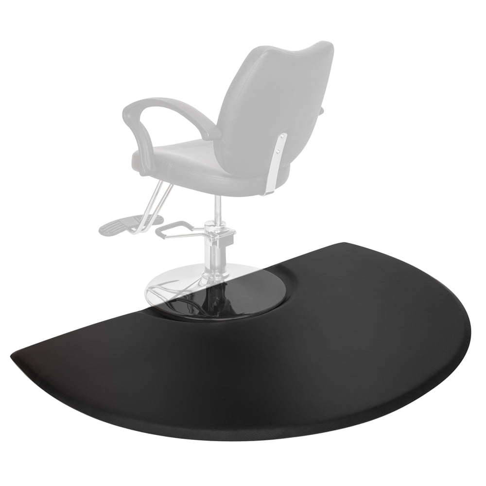 Kepooman 3' x 5' Salon Anti Fatigue Mats, Beauty Salon PU Rectangle Salon Mat, Standing Mat, Half Round Salon and Barber Shop Chair Anti-Fatigue Floor Mat for Hair Stylist, Black