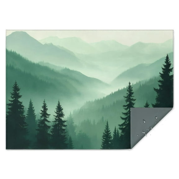 Misty Forest Landscape Rectangle Tablecloth 60"x84",Waterproof Polyester Rectangle Table Cloth, Wipeable Spillproof Polyester Tablecloth for Dining, Camping, Indoor and Outdoor