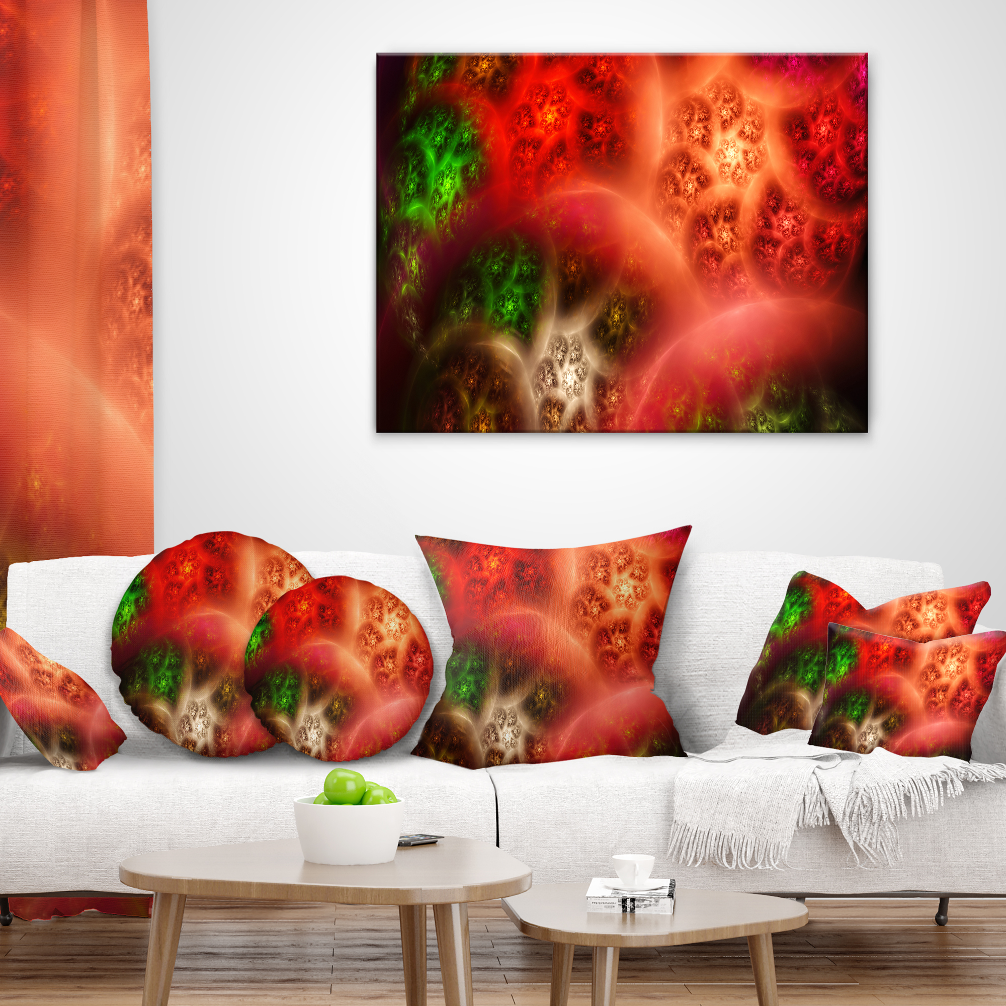 Designart Red Magic Stormy Sky - Abstract Throw Pillow - 12x20