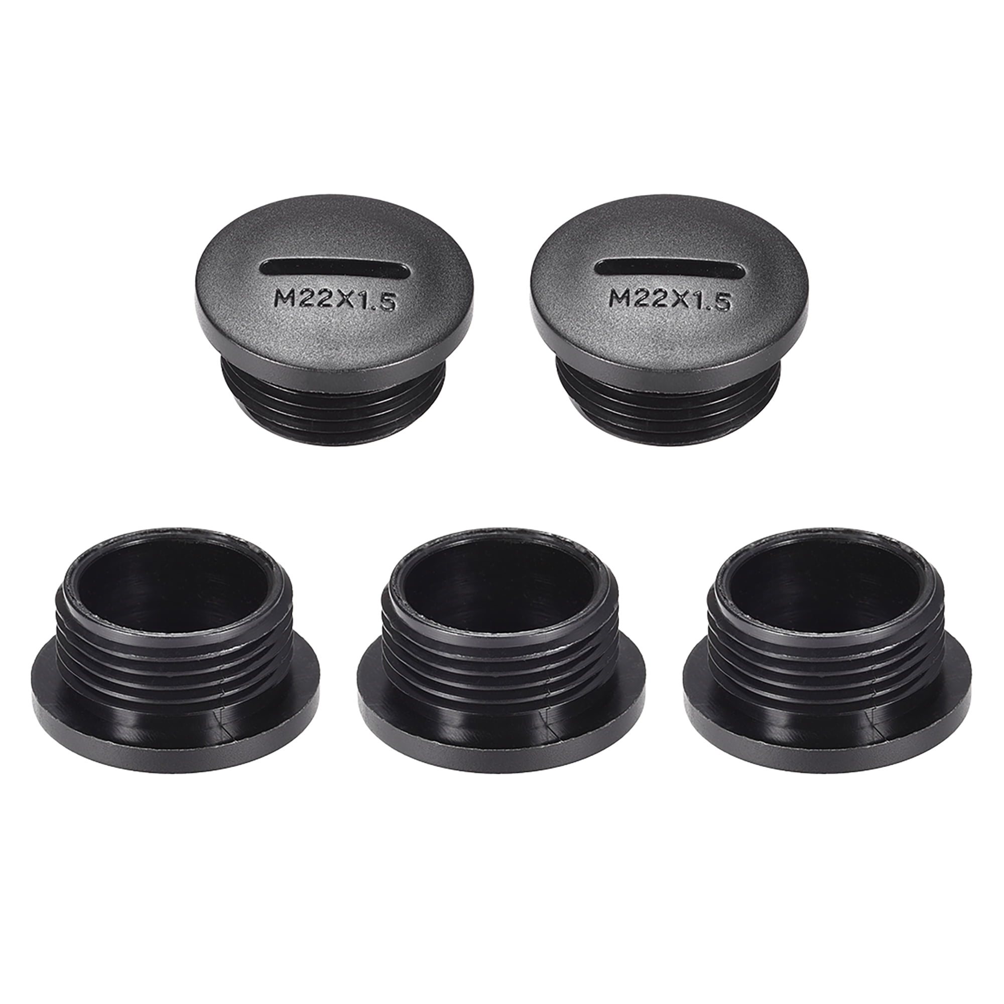 M22x1.5mm Nylon Male Threaded Cable Gland Screw End Cap Cover Black 5