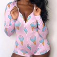 thumbnail image 4 of Mono de manga larga con cuello en V para Mujer, ropa de dormir Sexy, mono erótico, pijama, 4 of 4