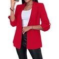 thumbnail image 3 of Blazer de Larga para Mujer, Informal, de Negocios, con Abertura Frontal, para Trabajo y Oficina. Rojo L, 3 of 6