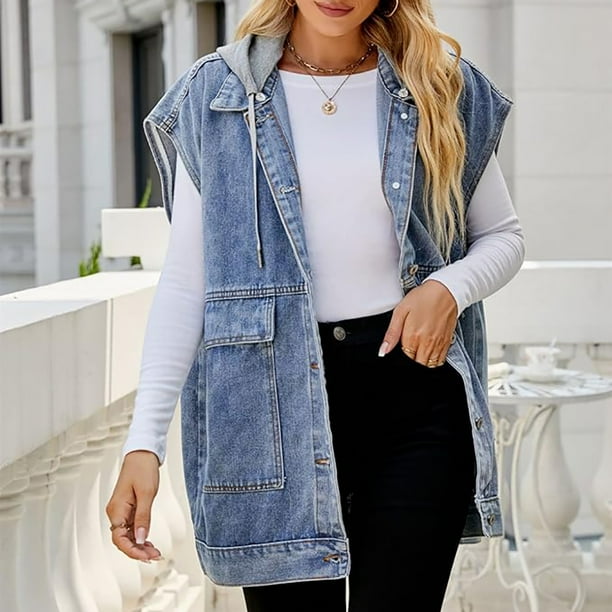Distressed jean vest hotsell