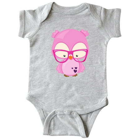 

Inktastic Valentine s Day Owl Pink Owl Glasses Hearts Gift Baby Boy or Baby Girl Bodysuit