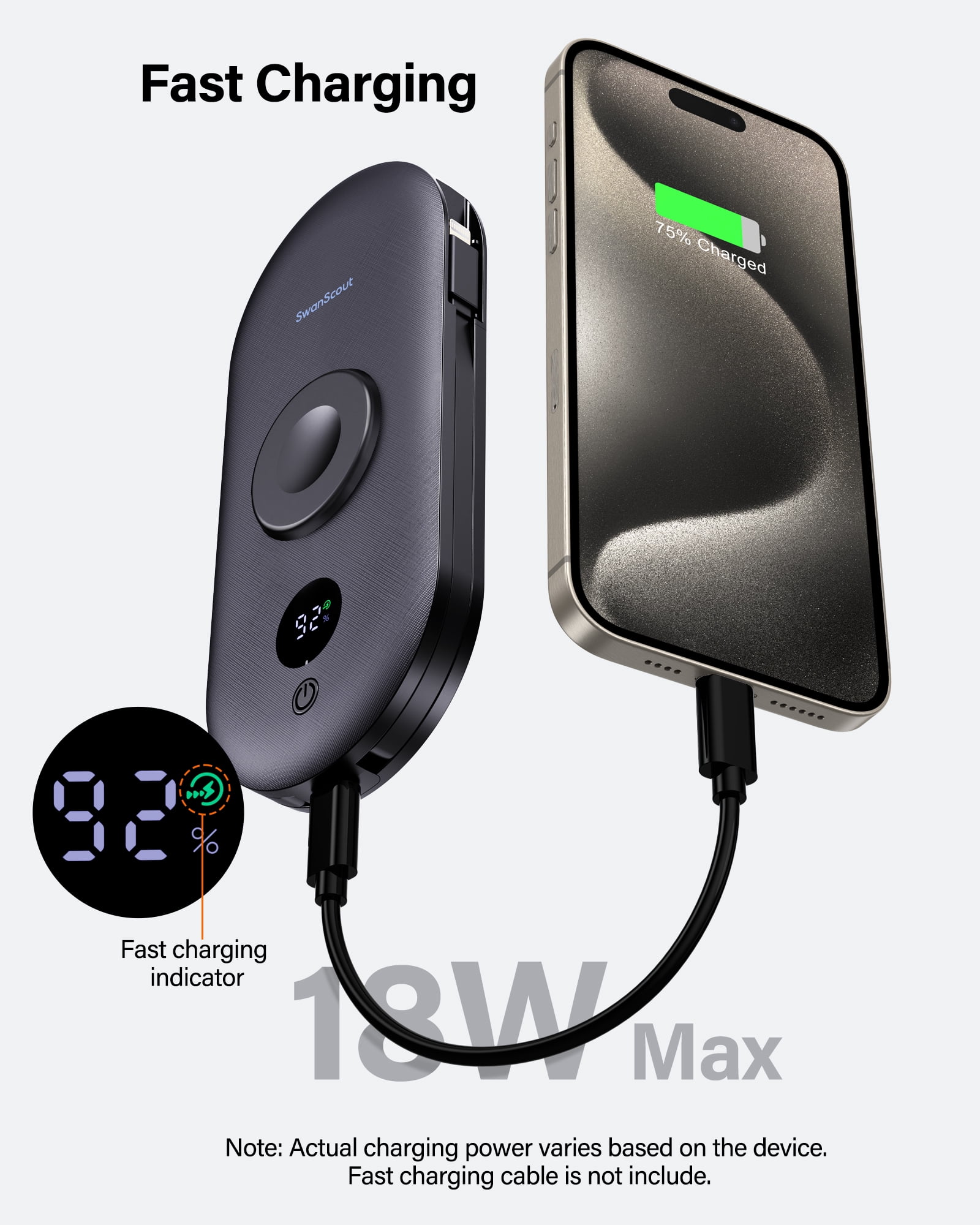 SwanScout 10000mAh Power Bank for Apple Watch and Phone